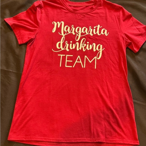 Tops - Dark Red Graphic Tee - Margarita Drinking Team